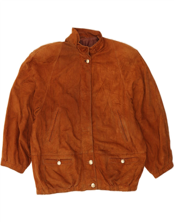 VINTAGE Womens Suede Jacket UK 18 XL Brown Leather Vintage Vintage and Second-Hand Vintage from Messina Hembry 