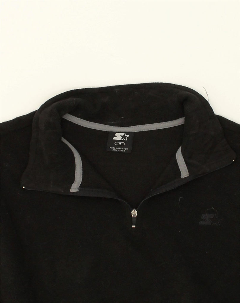 STARTER Mens Zip Neck Fleece Jumper Medium Black Polyester | Vintage Starter | Thrift | Second-Hand Starter | Used Clothing | Messina Hembry 