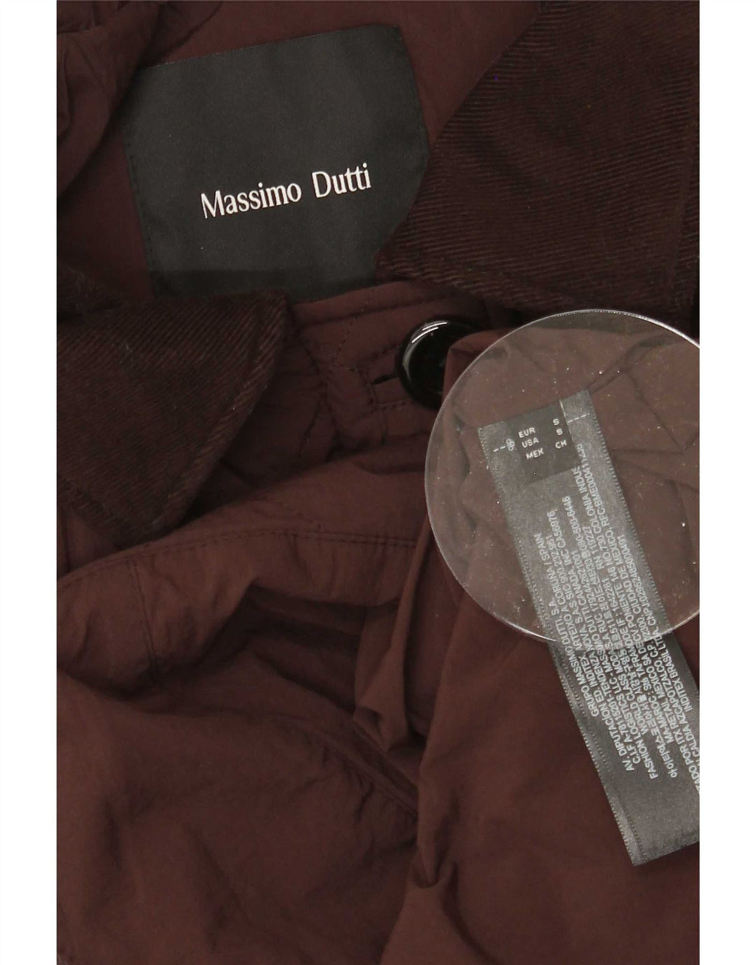 Massimo Dutti Womens Oversized Quilted Jacket UK 10 Small Brown Polyester