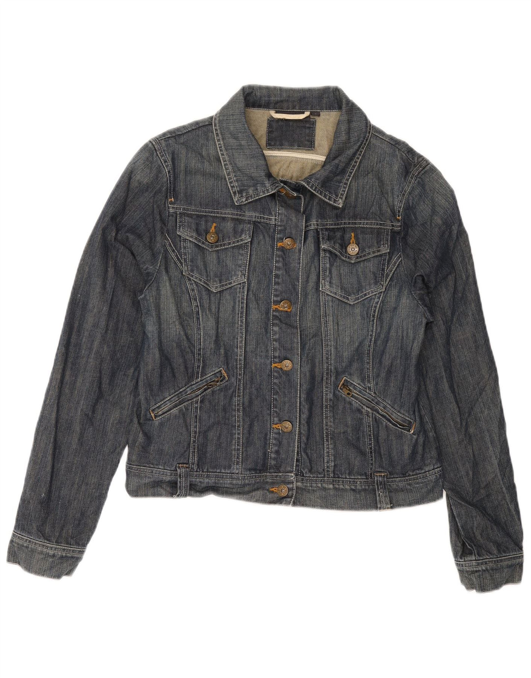 Kiabi Womens Crop Denim Jacket UK 14 Large Blue Cotton