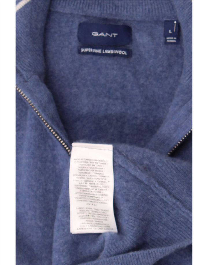 Gant Boys Zip Neck Jumper Sweater 15-16 Years Large Navy Blue Wool