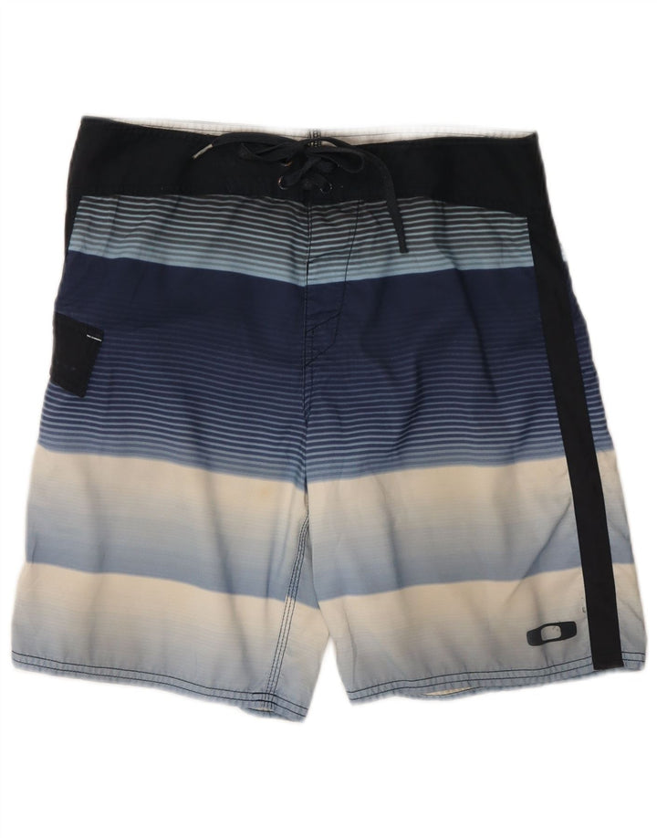 OAKLEY Mens Swimming Shorts Medium  Blue Striped