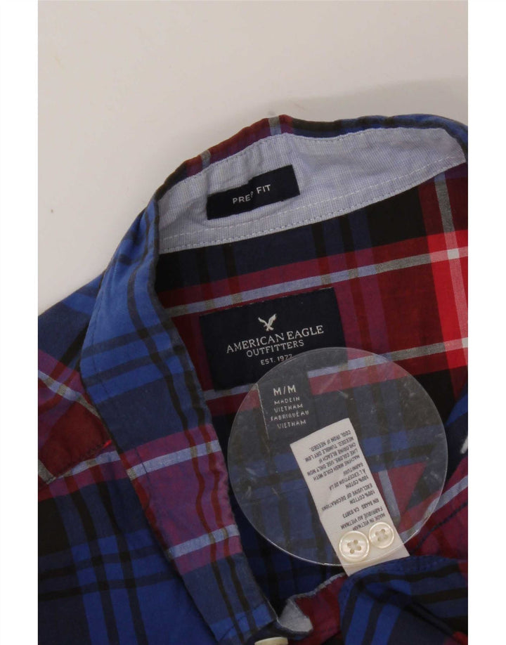 American Eagle Mens Shirt Medium Blue Plaid Cotton