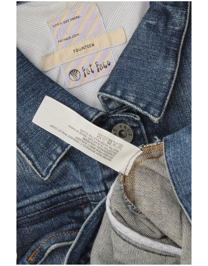FAT FACE Womens Denim Jacket UK 14 Medium Blue Cotton