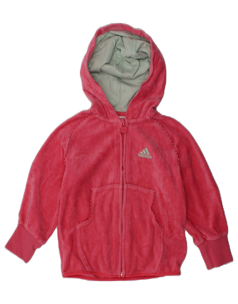 ADIDAS Girls Zip Hoodie Sweater 2-3 Years Pink Cotton | Vintage Adidas | Thrift | Second-Hand Adidas | Used Clothing | Messina Hembry 