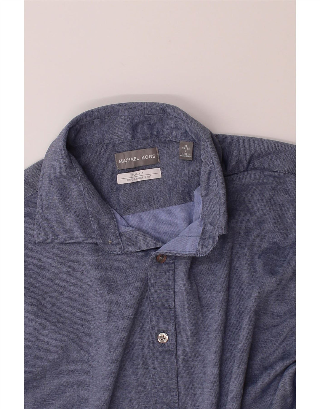 MICHAEL KORS Mens Slim Fit Shirt Size 16 Large Blue Polyester Vintage Michael Kors and Second-Hand Michael Kors from Messina Hembry 