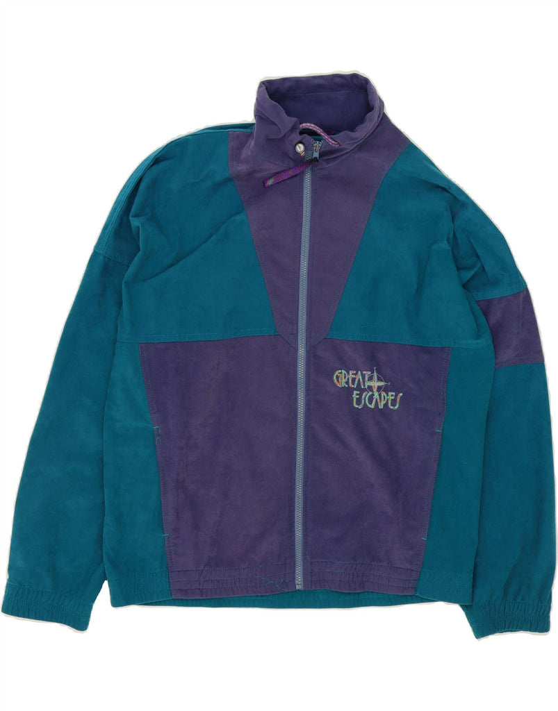 GREAT ESCAPES Mens Tracksuit Top Jacket  Large Blue Colourblock Vintage Great Escapes and Second-Hand Great Escapes from Messina Hembry 
