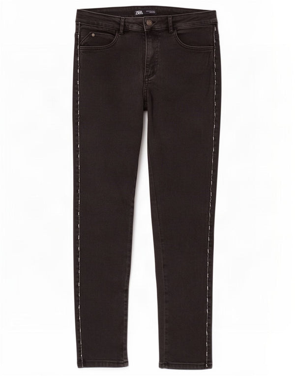 Zara Womens Slim Cropped Jeans EU 44 XL W34 L24 Black