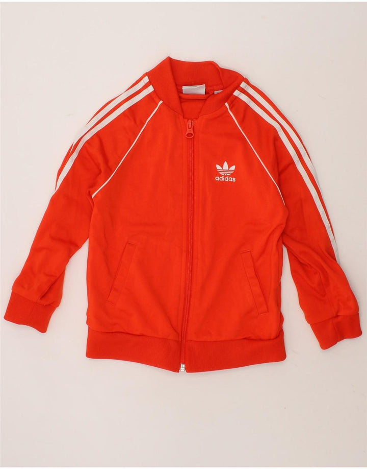 ADIDAS Girls Tracksuit Top Jacket 3-4 Years Orange Polyester Vintage Adidas and Second-Hand Adidas from Messina Hembry 