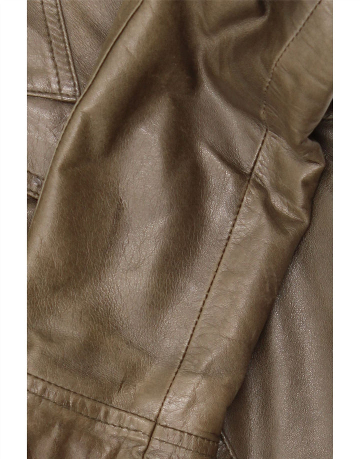 Vintage Womens Leather Jacket IT 42 Medium Khaki Leather