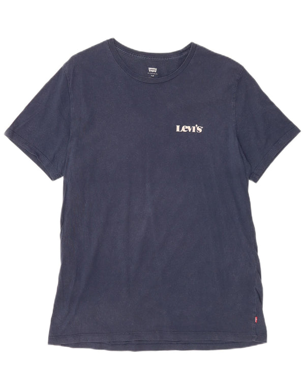 LEVI'S Mens Slim T-Shirt Top XL Navy Blue Cotton
