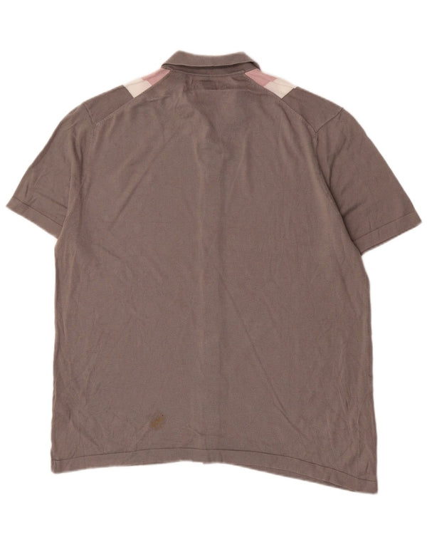 Marks & Spencer Mens Short Sleeve Shirt Large Pink Colourblock Cotton
