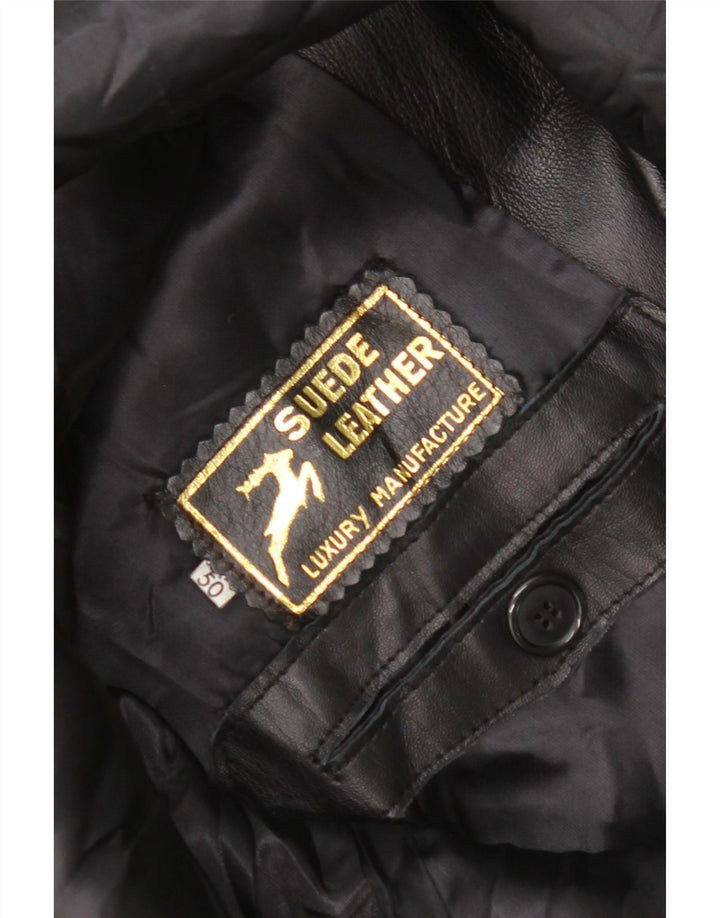 Vintage Mens Leather Coat IT 50 Large Black Leather