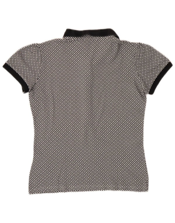 Fred Perry Womens Polo Shirt UK 12 Medium White Floral Cotton