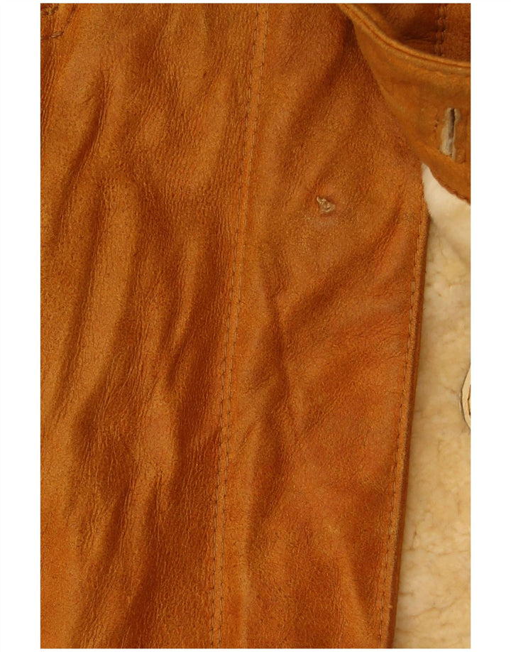 VINTAGE Mens Shearling Jacket UK 40 Large Brown Leather
