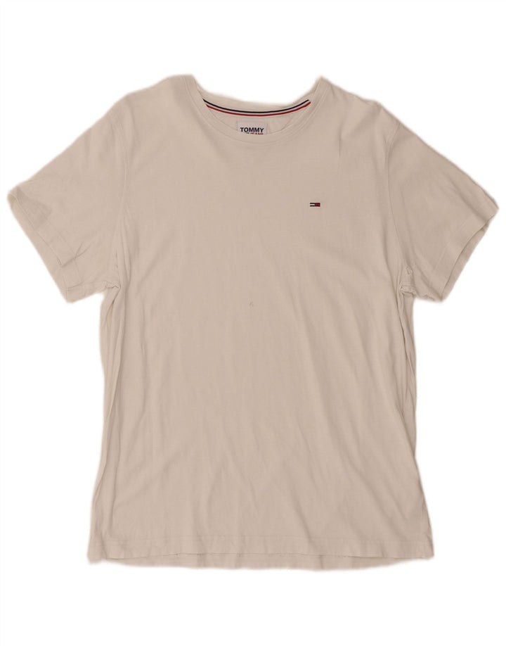 Tommy Hilfiger Mens T-Shirt Top Large White Cotton