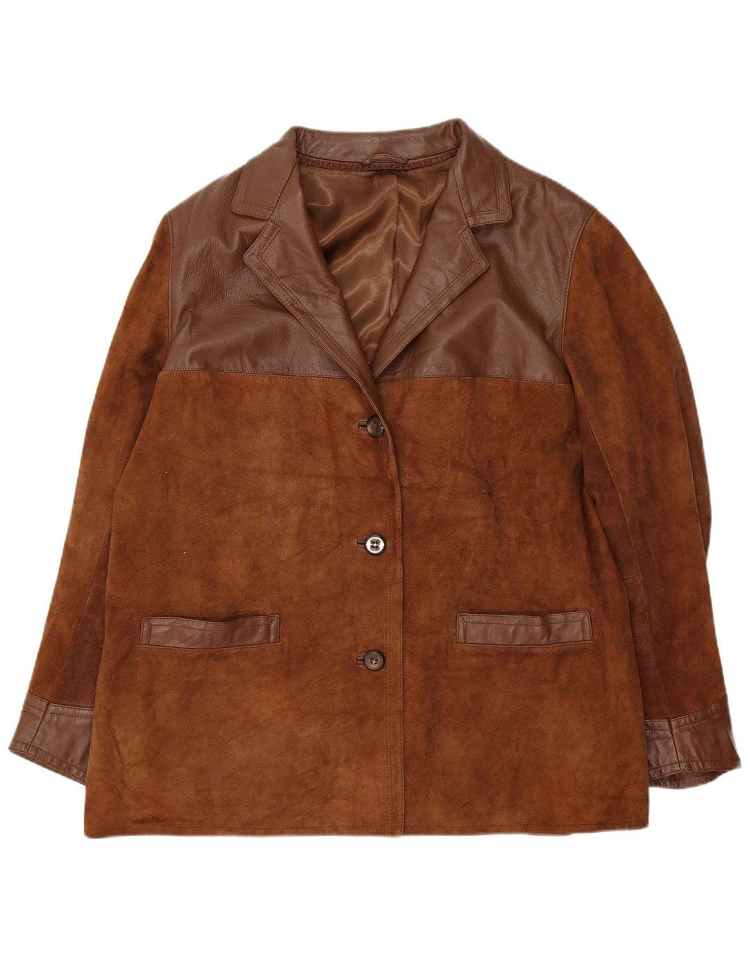 VINTAGE Womens Suede Jacket UK 20 2XL Brown