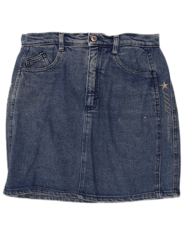 Vintage Womens Mini Denim Skirt IT 46 Large W32 Blue Cotton