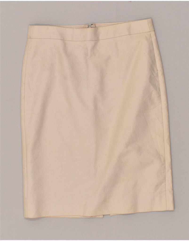 J. CREW Womens Pencil Skirt US 4 Small W30  Beige Cotton | Vintage J. Crew | Thrift | Second-Hand J. Crew | Used Clothing | Messina Hembry 