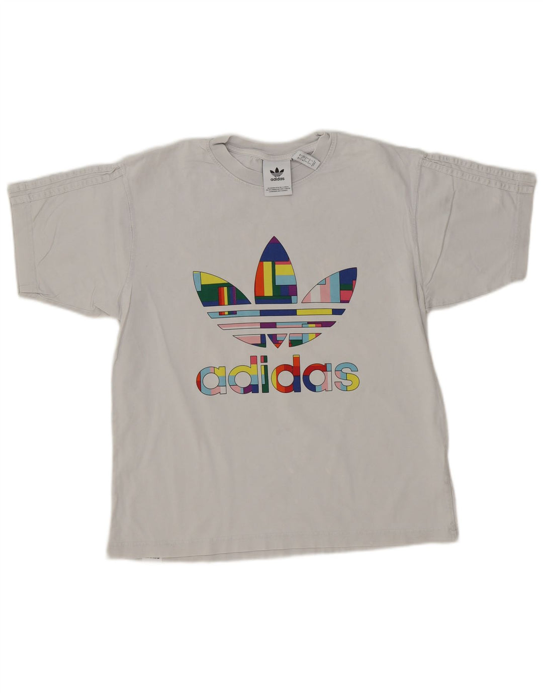 ADIDAS Mens Graphic T-Shirt Top Small Off White Cotton
