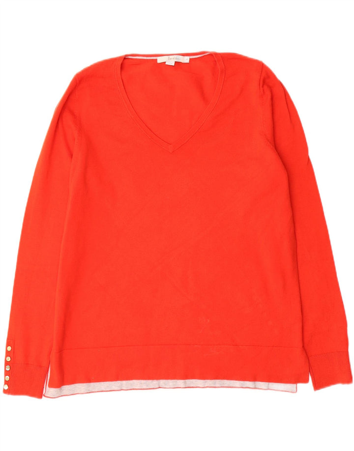 Boden Womens V-Neck Jumper Sweater UK 16 Large Red Cotton