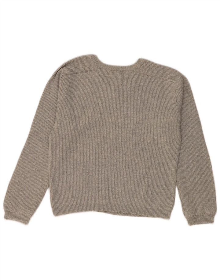 Murphy & Nye Womens Crop V-Neck Jumper Sweater UK 12 Medium Grey