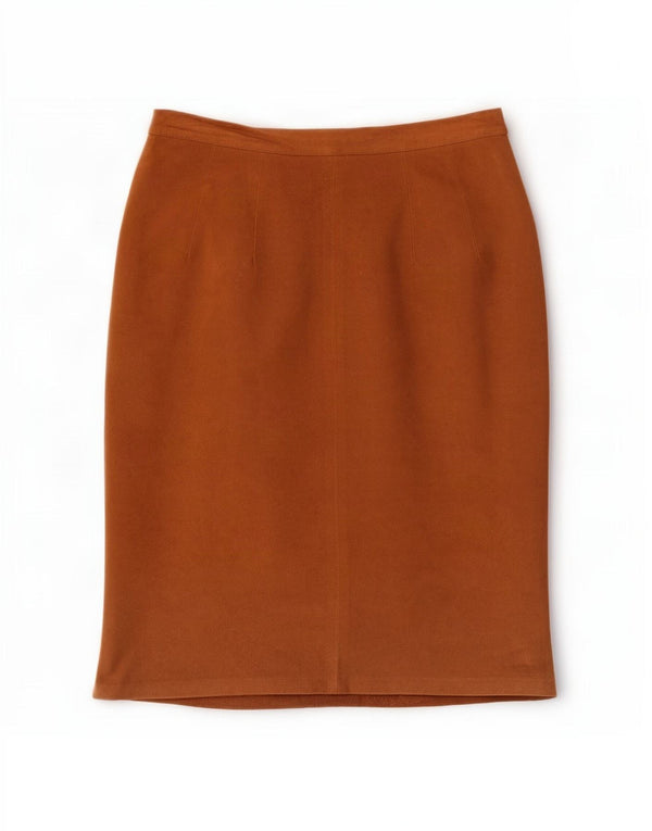 Vintage Womens Suede Skirt IT 44 Medium W28 Beige Leather