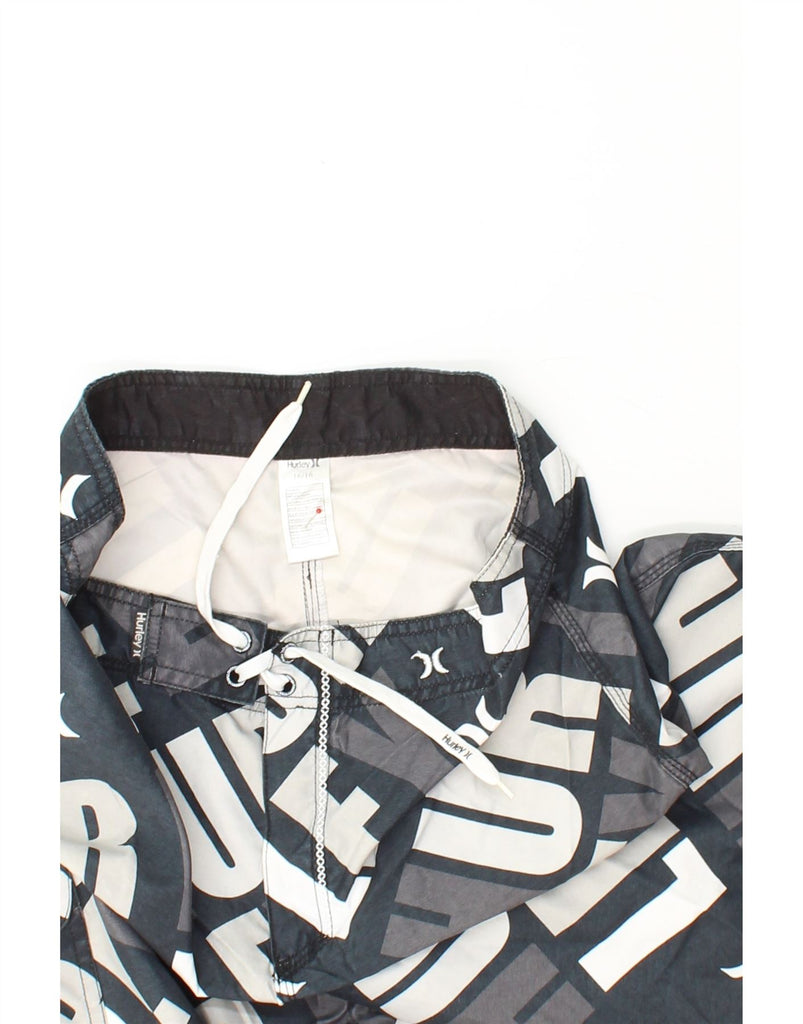HURLEY Boys Abstract Pattern Graphic Swimming Shorts 15-16 Years  Grey Vintage Hurley and Second-Hand Hurley from Messina Hembry 