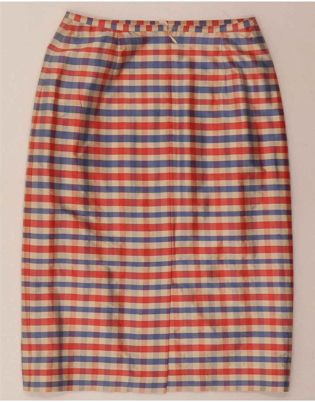 VINTAGE Womens Pencil Skirt UK 8 Small W26  Multicoloured Check Silk