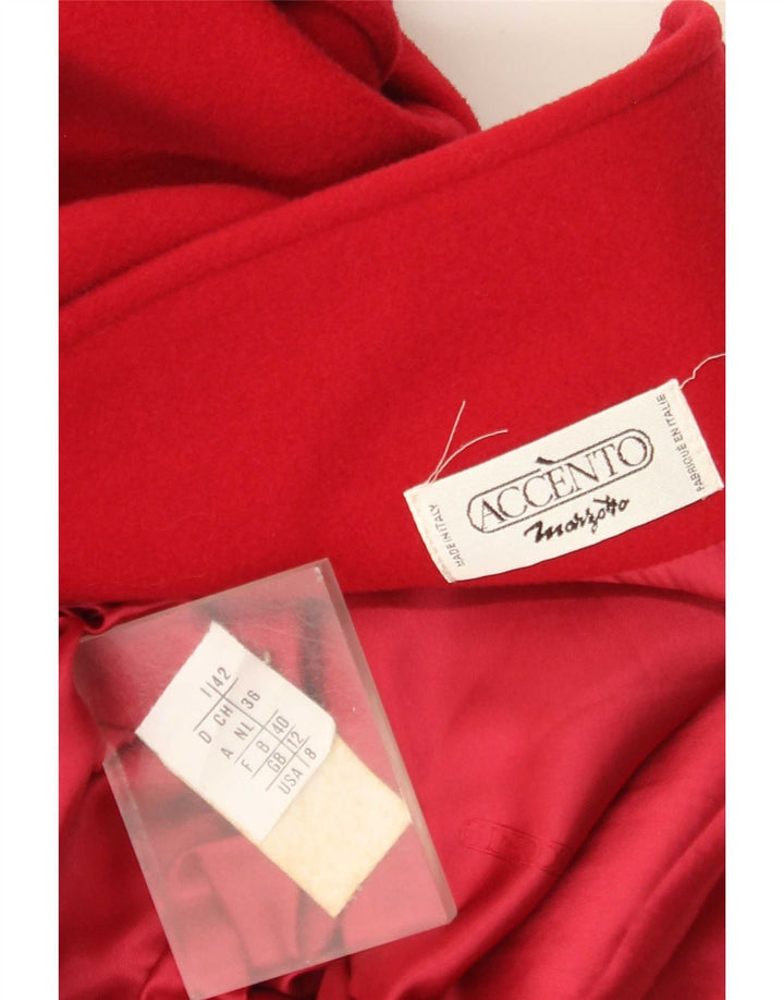 Marzotto Womens Double Breasted Coat UK 12 Medium Red Wool