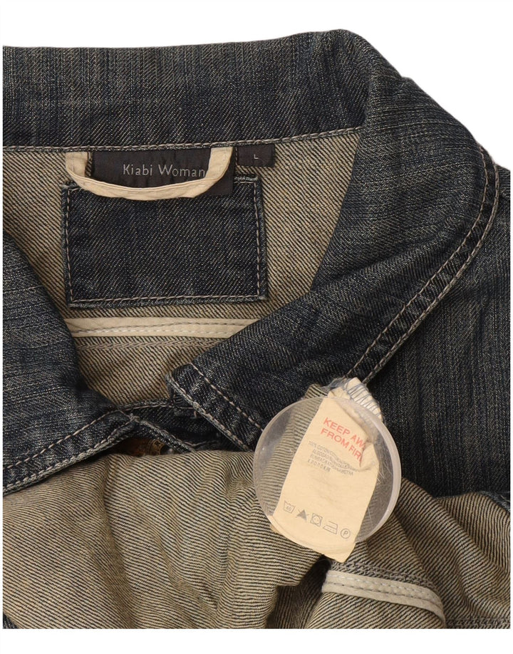 Kiabi Womens Crop Denim Jacket UK 14 Large Blue Cotton