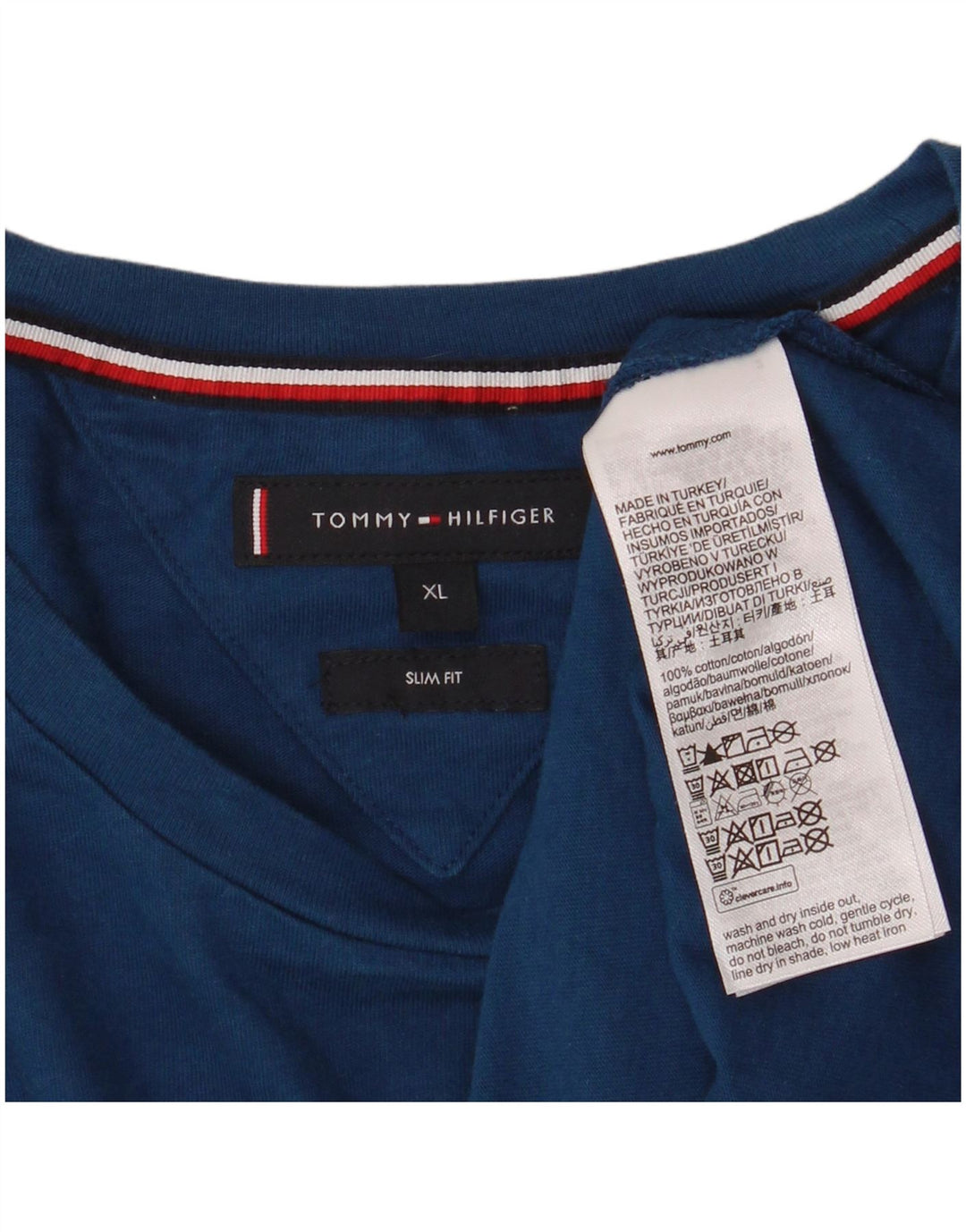 TOMMY HILFIGER Mens Slim Fit Graphic T-Shirt Top XL Blue Cotton