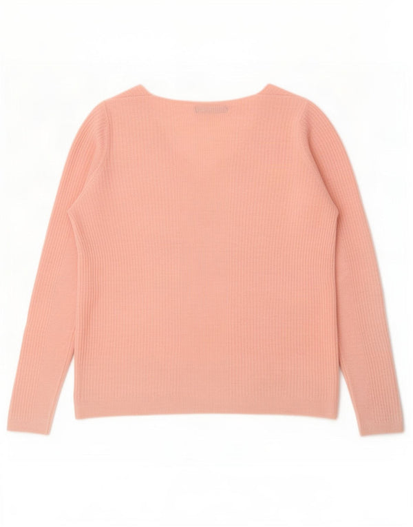 Marks & Spencer Womens V-Neck Jumper Sweater UK 14 Large Pink Acrylic