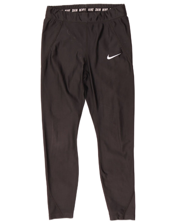 Nike Womens Dri Fit Crop Leggings UK 12 Medium Black Polyester