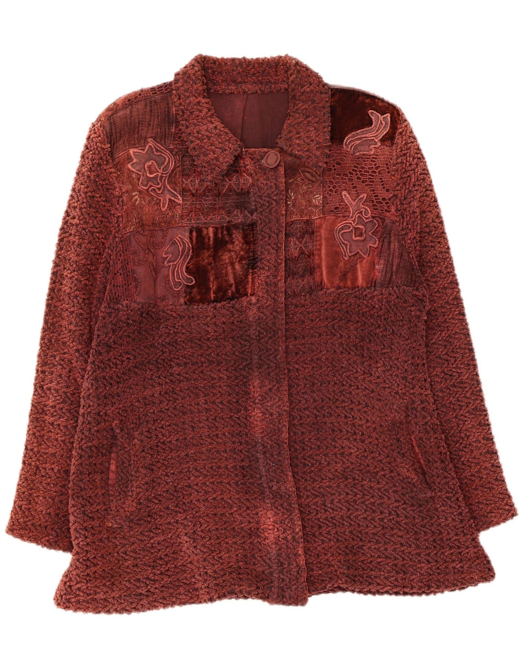 Vintage Womens Bomber Jacket UK 14 Medium Maroon Floral