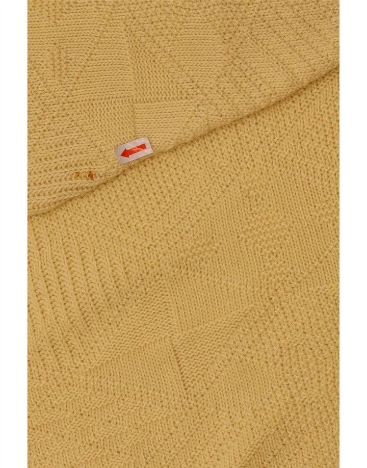 Mark Astor Mens Crew Neck Jumper Sweater IT 52 Large Yellow Geometric