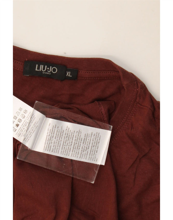 LIU JO Mens T-Shirt Top XL Maroon Cotton