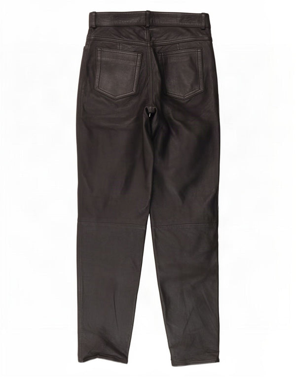 Vintage Womens Tapered Leather Trousers EU 36 Small W26 L29 Black