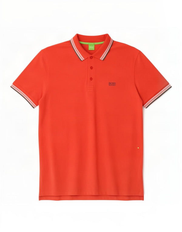 Hugo Boss Mens Modern Fit Polo Shirt 2XL Red Striped Cotton