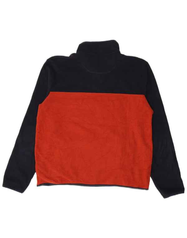 Marks & Spencer Mens Button Neck Fleece Jumper Medium Orange Colourblock