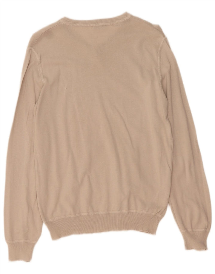 RIFLE Mens V-Neck Jumper Sweater Medium Beige