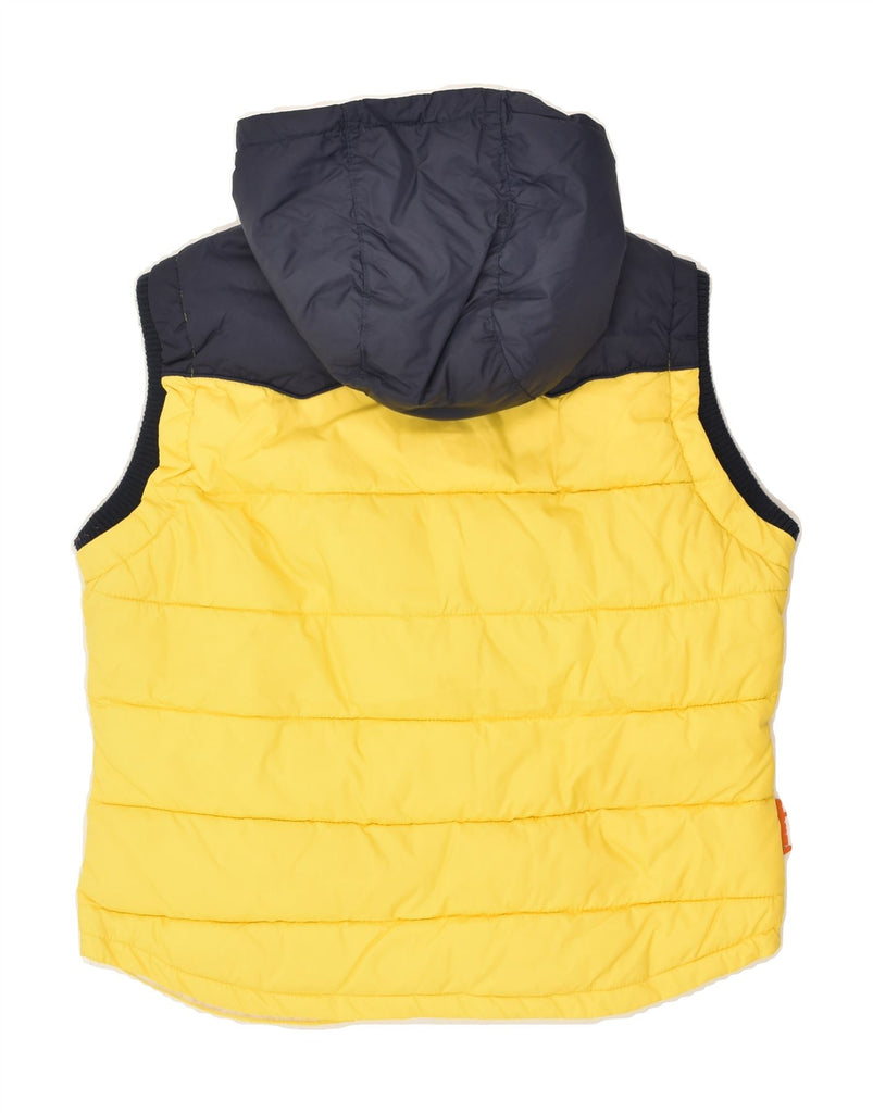 SUPERDRY Womens Hooded Padded Gilet UK 14 Large Yellow Colourblock | Vintage Superdry | Thrift | Second-Hand Superdry | Used Clothing | Messina Hembry 