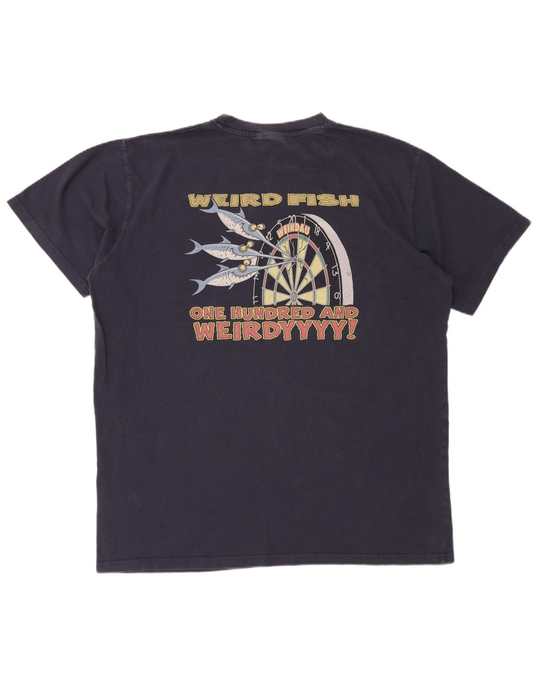 WEIRD FISH Mens Graphic T-Shirt Top XL Navy Blue Cotton