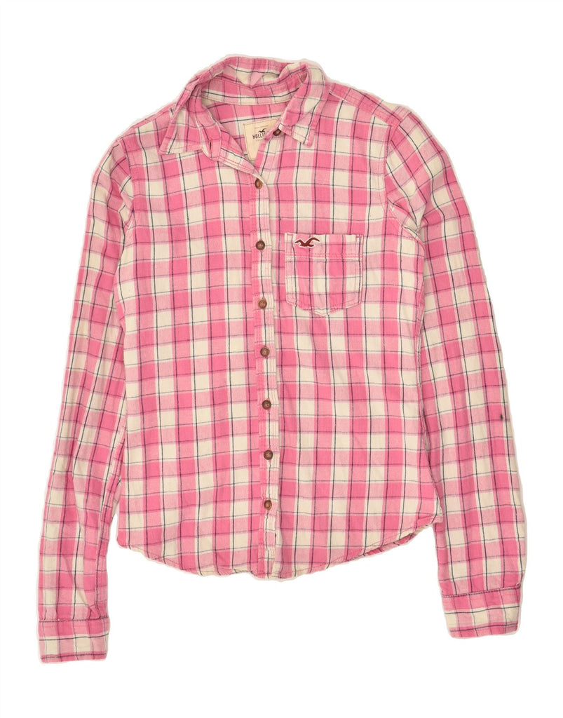 HOLLISTER Womens Flannel Shirt UK 6 XS Pink Check Cotton | Vintage Hollister | Thrift | Second-Hand Hollister | Used Clothing | Messina Hembry 