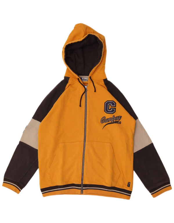 Asics Boys Graphic Zip Hoodie Sweater 14-15 Years Yellow Colourblock Cotton