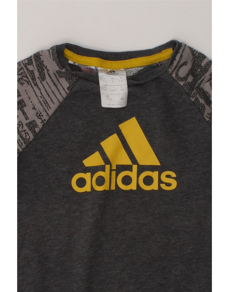 ADIDAS Boys Graphic Sweatshirt Jumper 3-4 Years Grey Cotton | Vintage Adidas | Thrift | Second-Hand Adidas | Used Clothing | Messina Hembry 