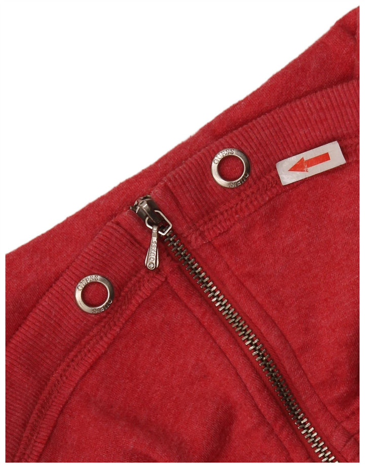 GUESS Womens Graphic Tracksuit Top Jacket UK 8 Small Red Polyester
