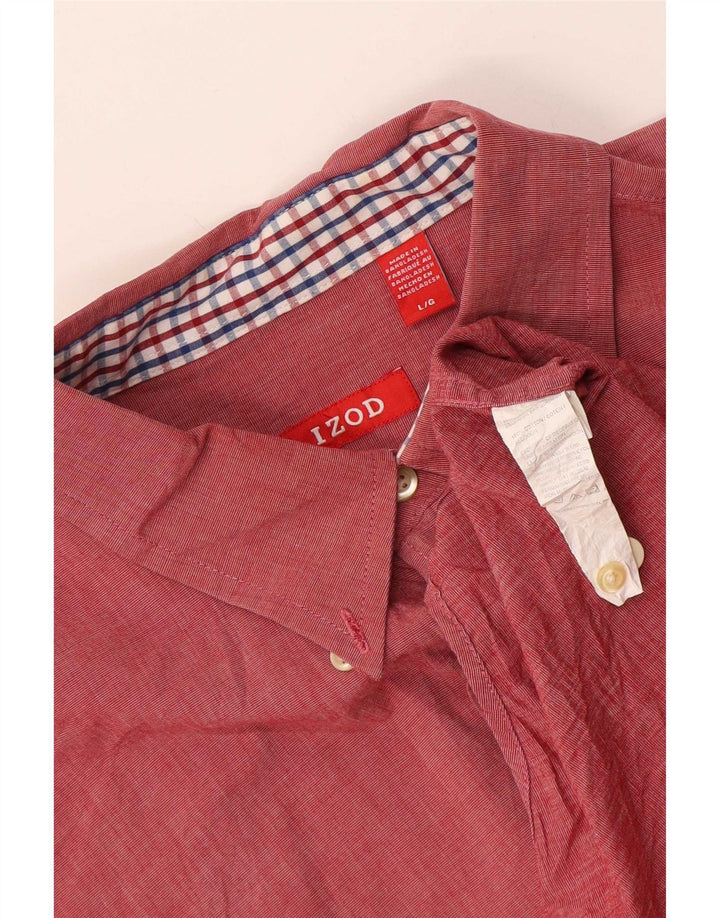 Izod Mens Shirt Large Red Cotton
