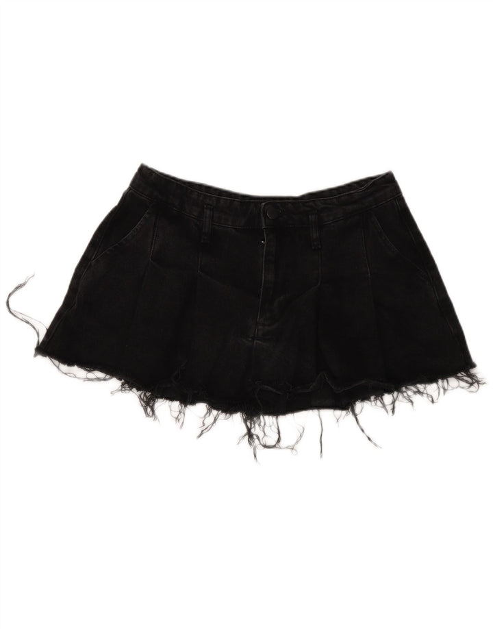 Zara Womens Mini Denim Skirt Medium W32  Black Cotton