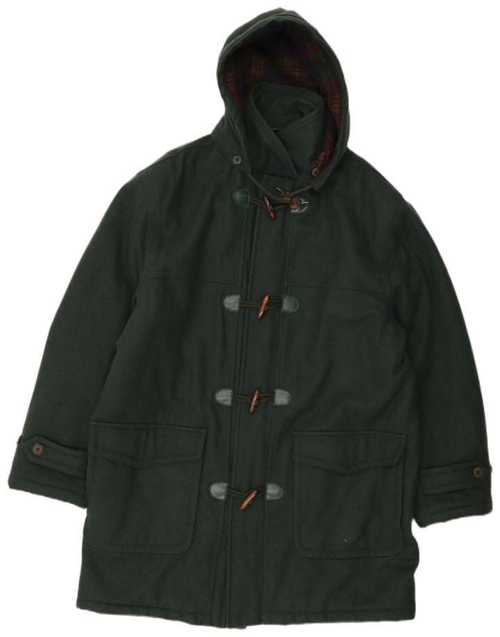 Faciba Mens Hooded Duffle Coat IT 54 2XL Green Wool